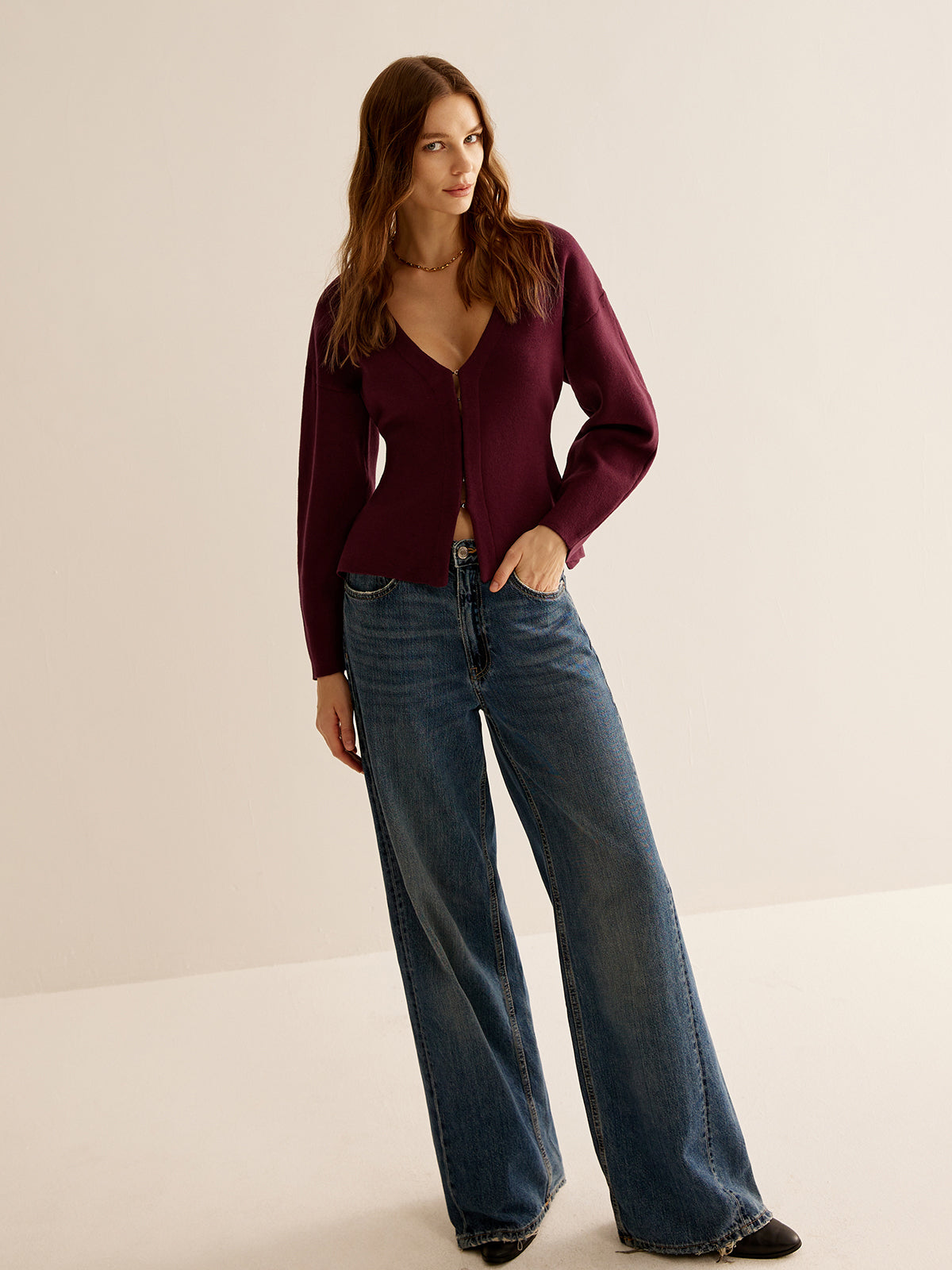 V-Neck Versatile Slim-Fit Cardigan