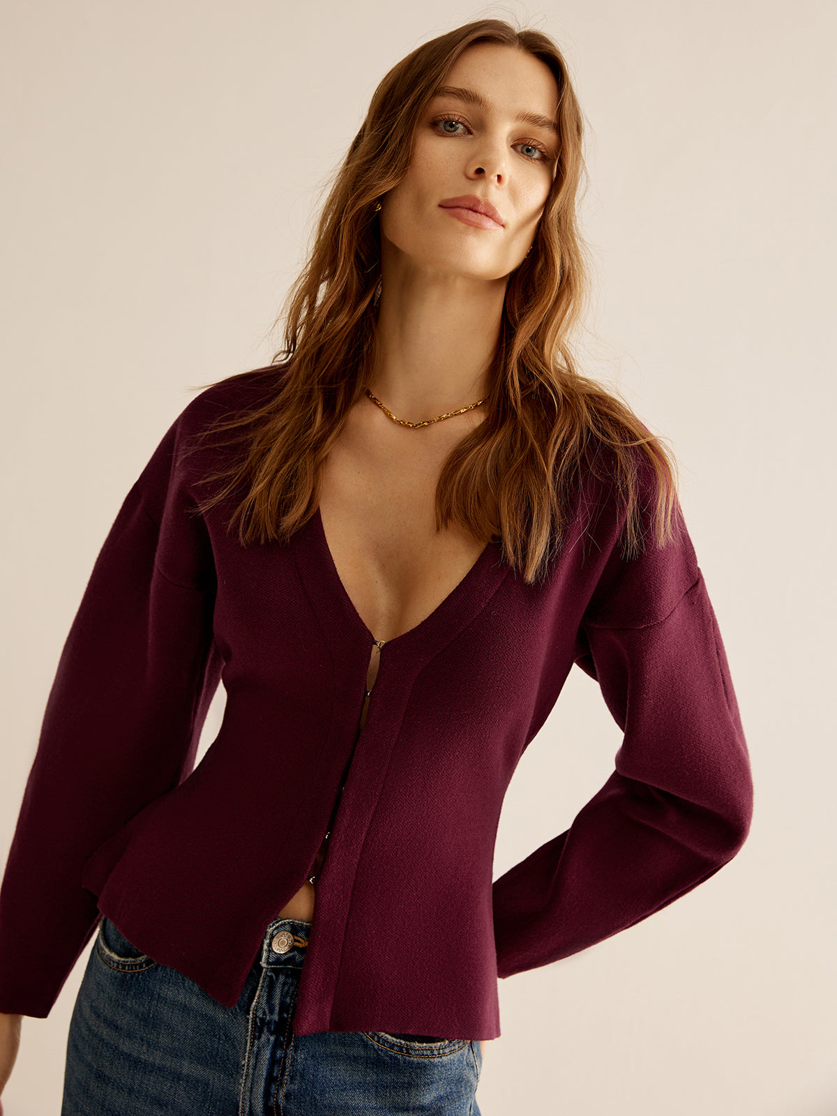 V-Neck Versatile Slim-Fit Cardigan