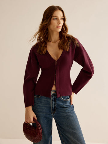 V-Neck Versatile Slim-Fit Cardigan