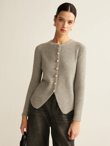 Buttoned Split Cardigan