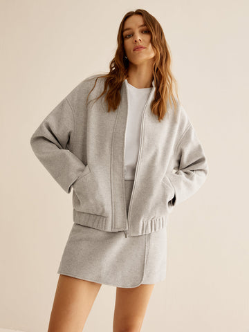 Warme Tweedjacke mit Taschen und Reißverschluss