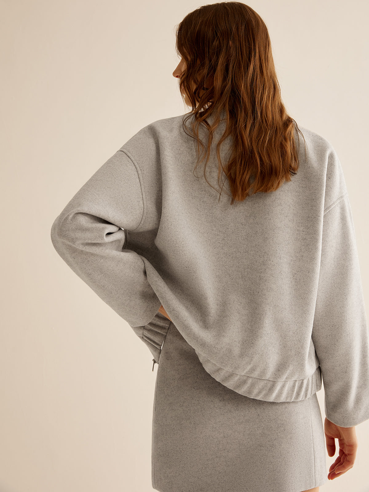 Warme Tweedjacke mit Taschen und Reißverschluss