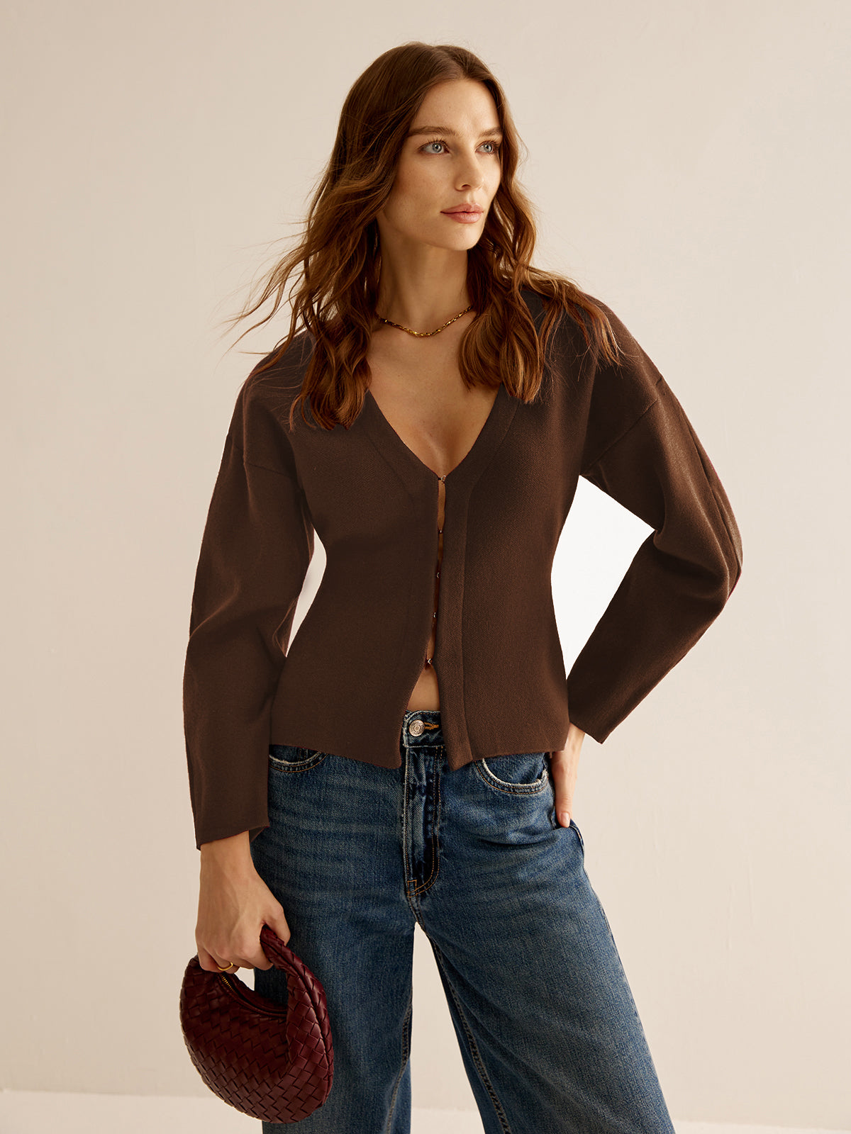 V-Neck Versatile Slim-Fit Cardigan
