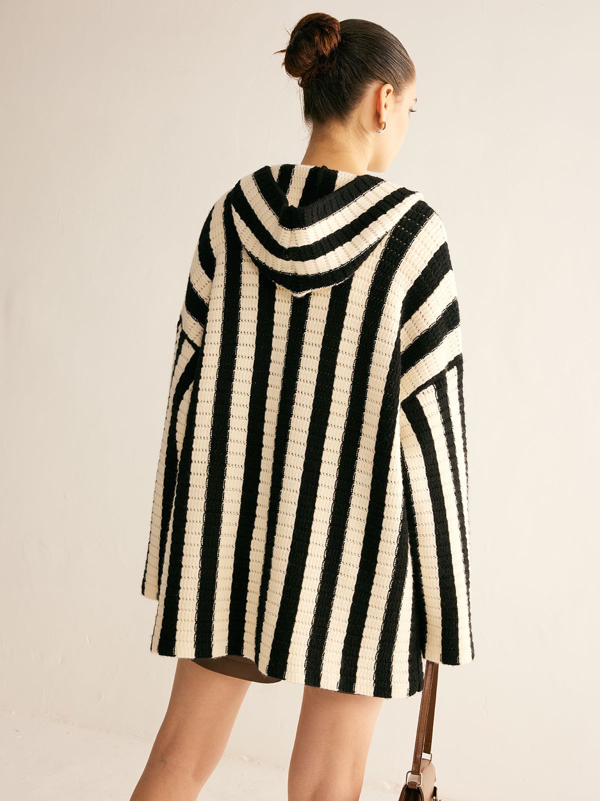 Contrast Striped Hooded Cardigan