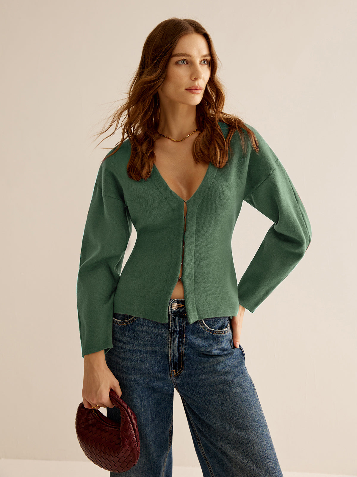 V-Neck Versatile Slim-Fit Cardigan