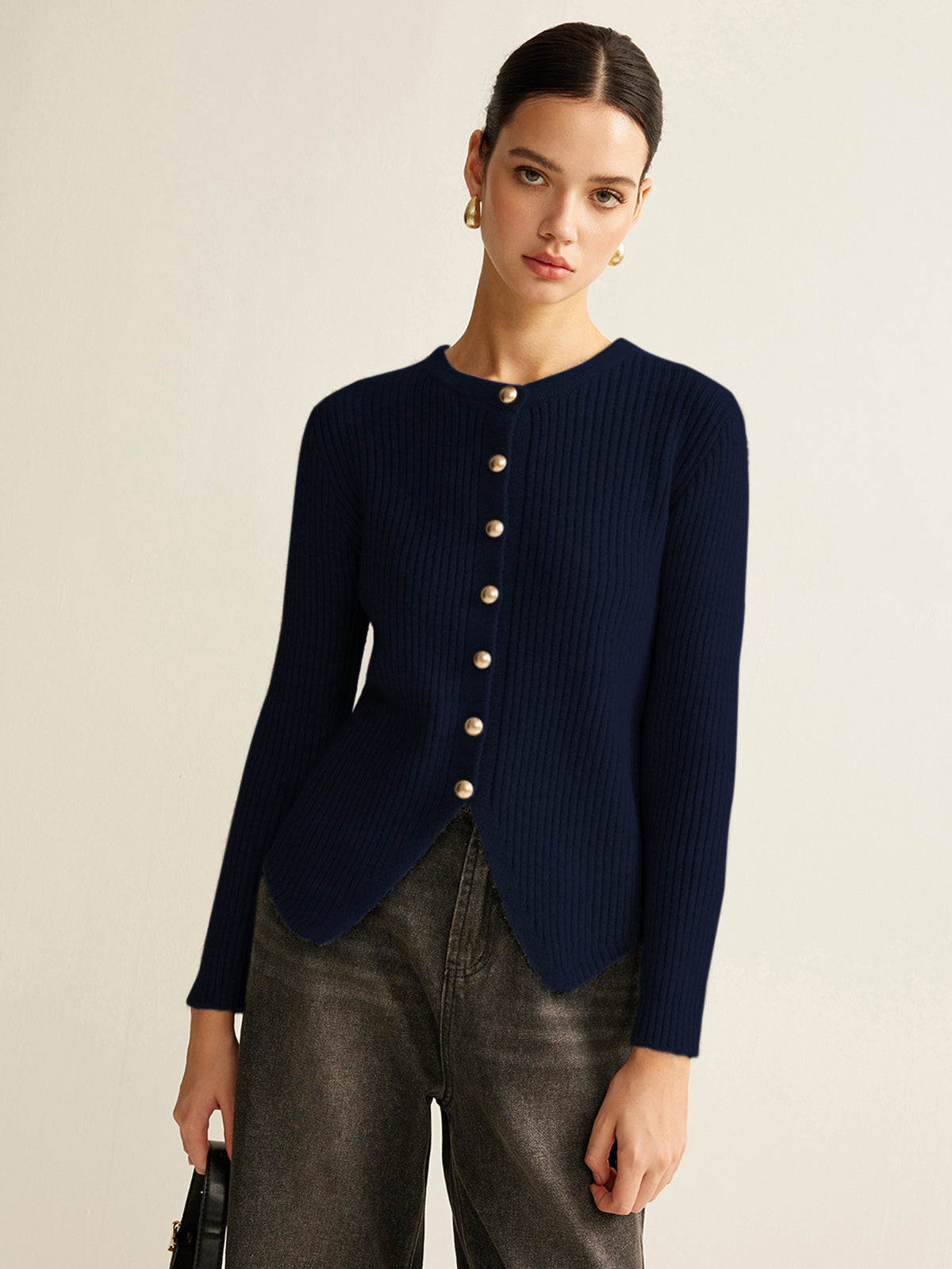 Buttoned Split Cardigan