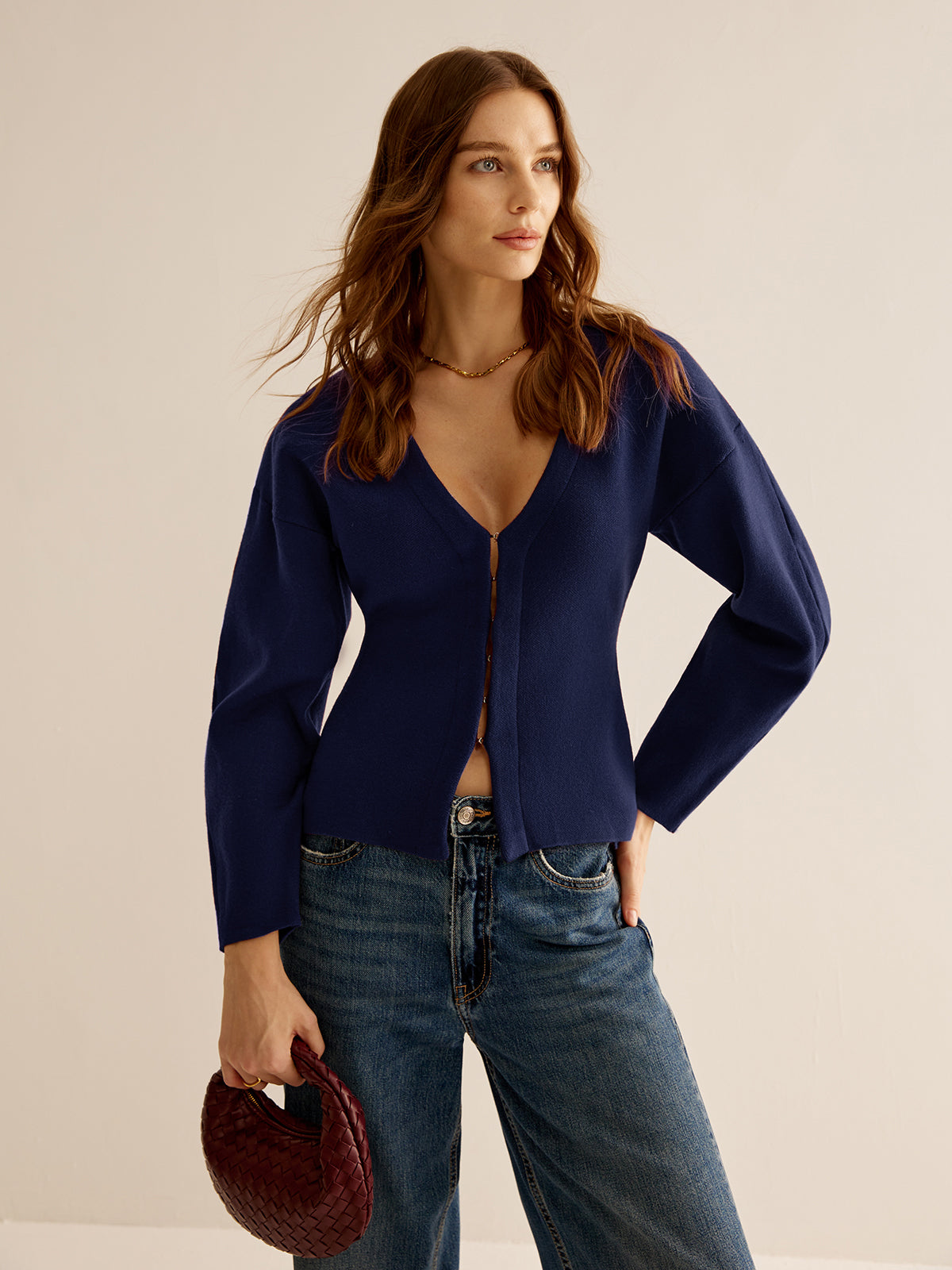 V-Neck Versatile Slim-Fit Cardigan