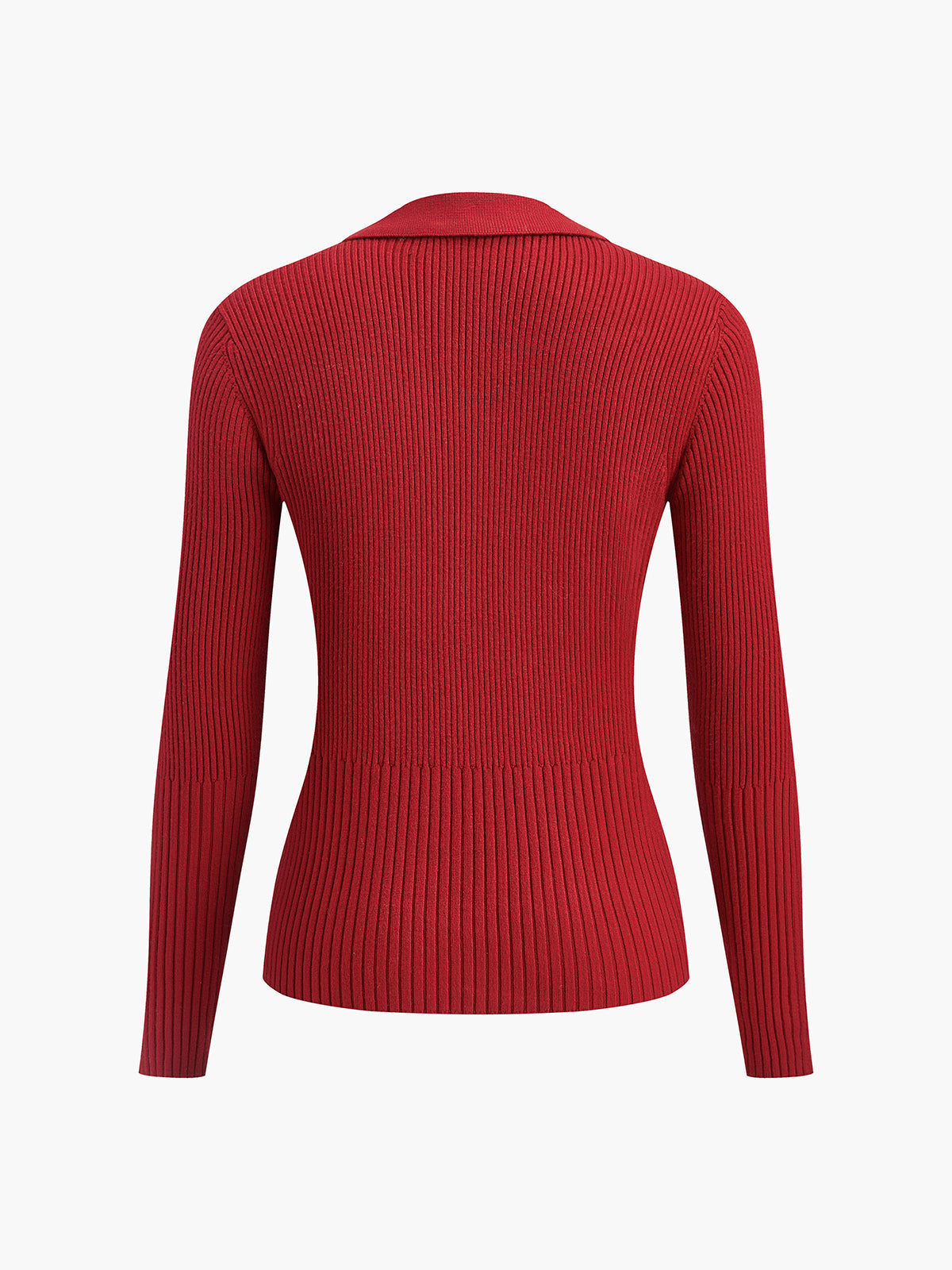Polo-Strickjacke mit Rippenmuster und Metalldesign