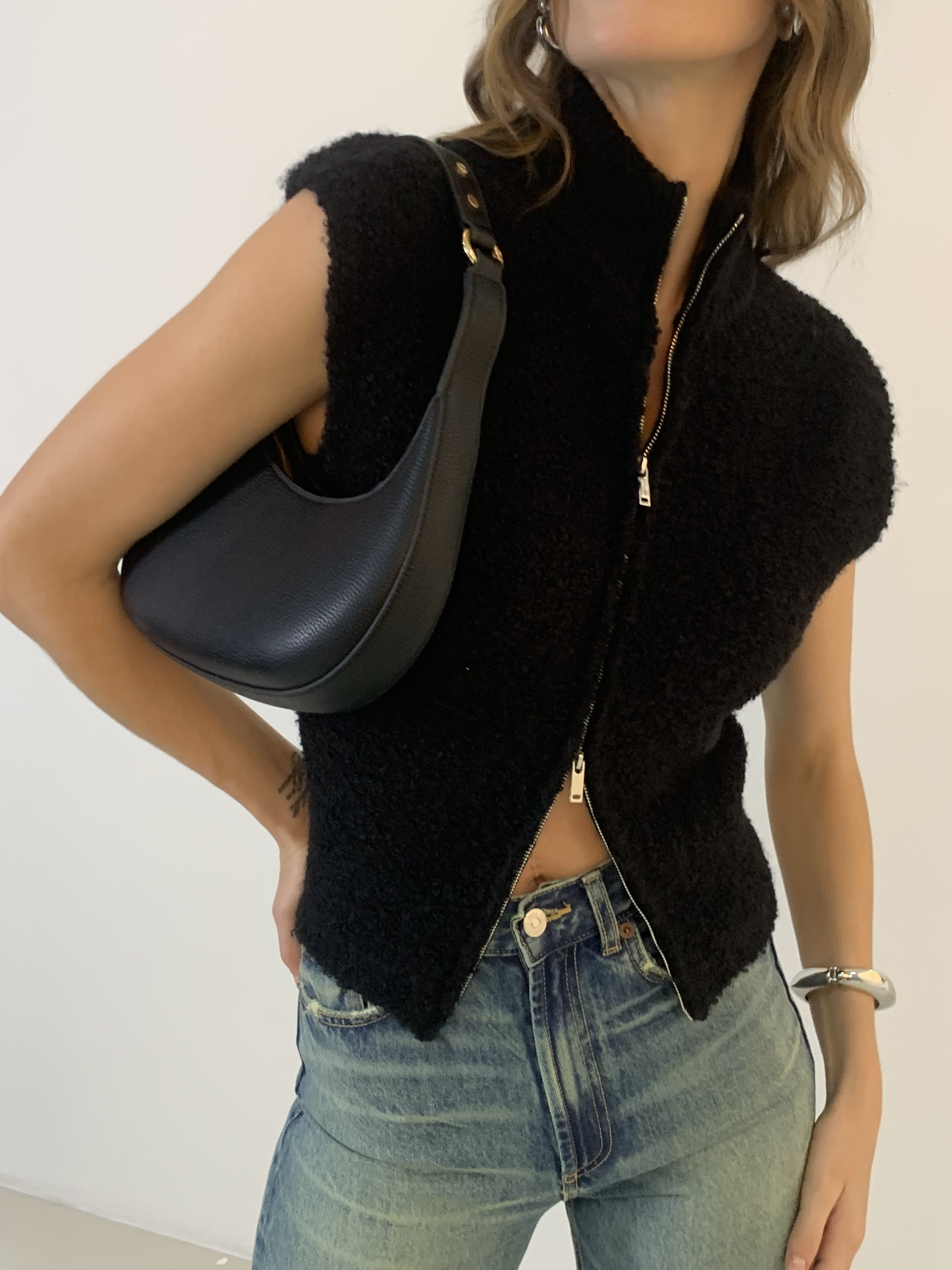 Minky-Strickjacke mit Zwei-Wege-Reißverschluss