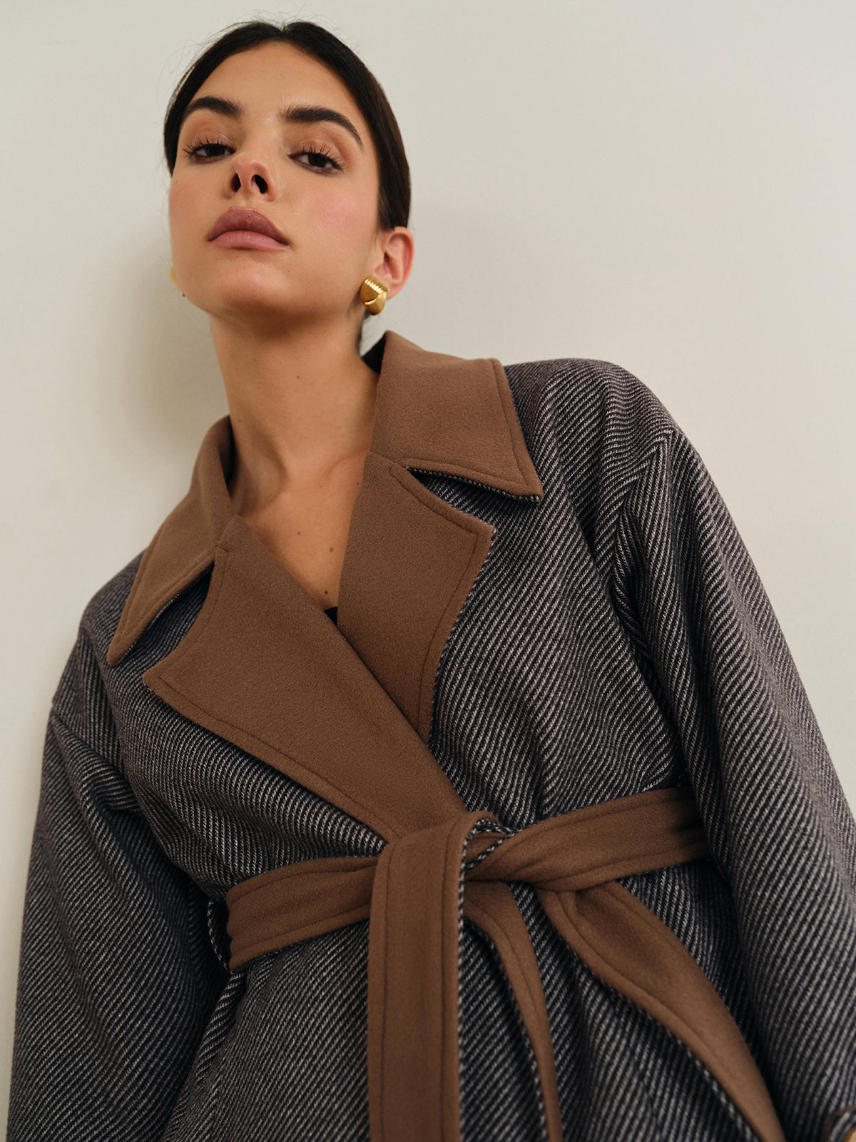 Liesel Contrast Collar Belted Coat