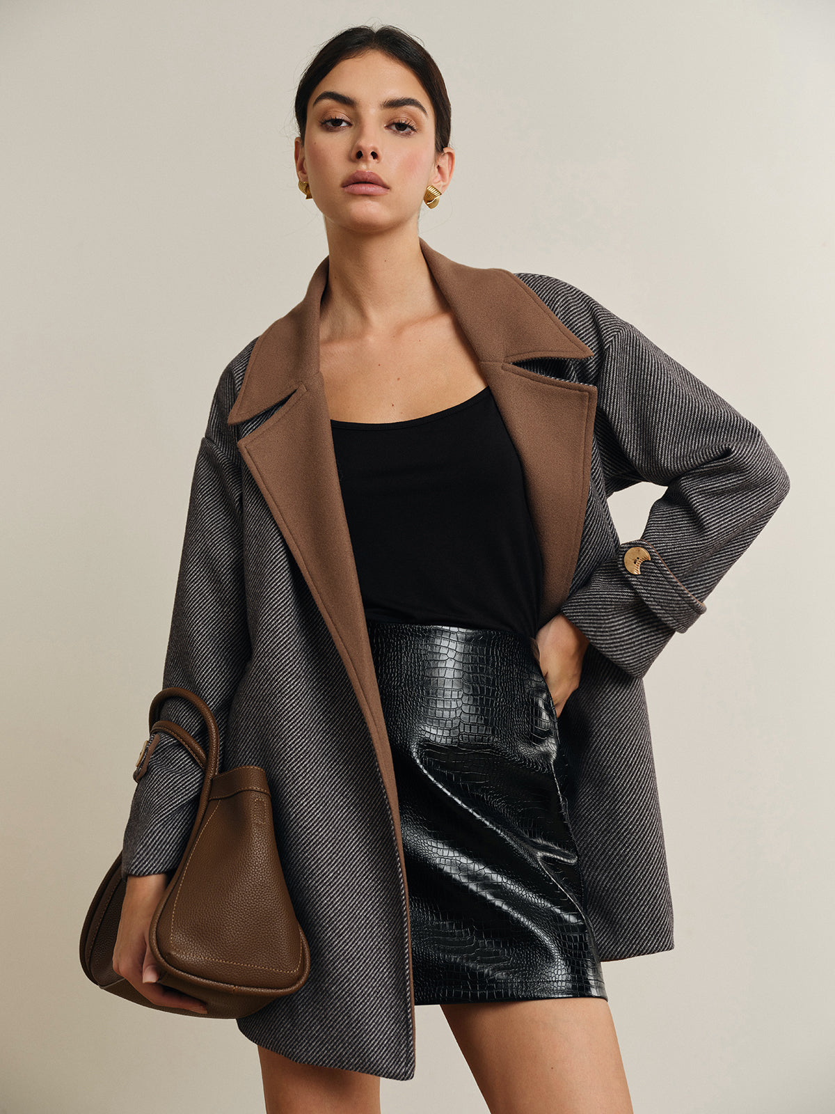 Liesel Contrast Collar Belted Coat