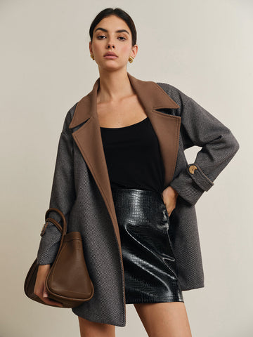 Liesel Contrast Collar Belted Coat