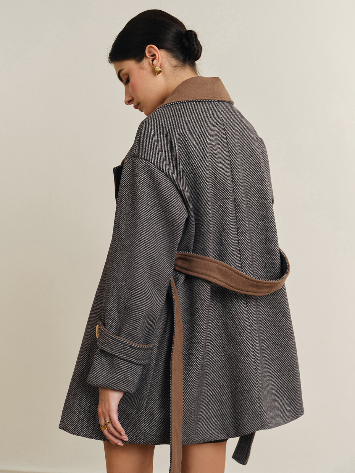 Liesel Contrast Collar Belted Coat