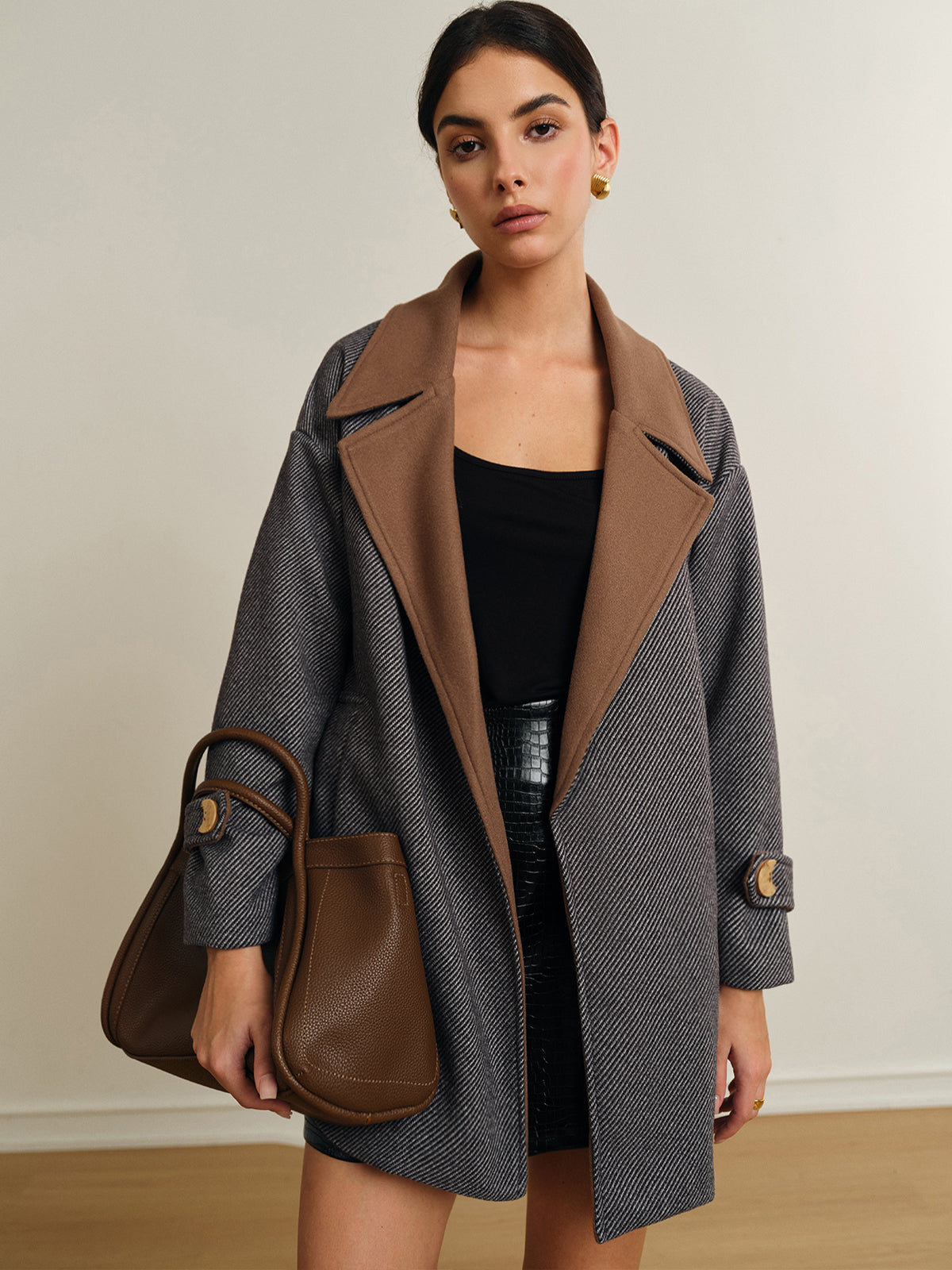 Liesel Contrast Collar Belted Coat