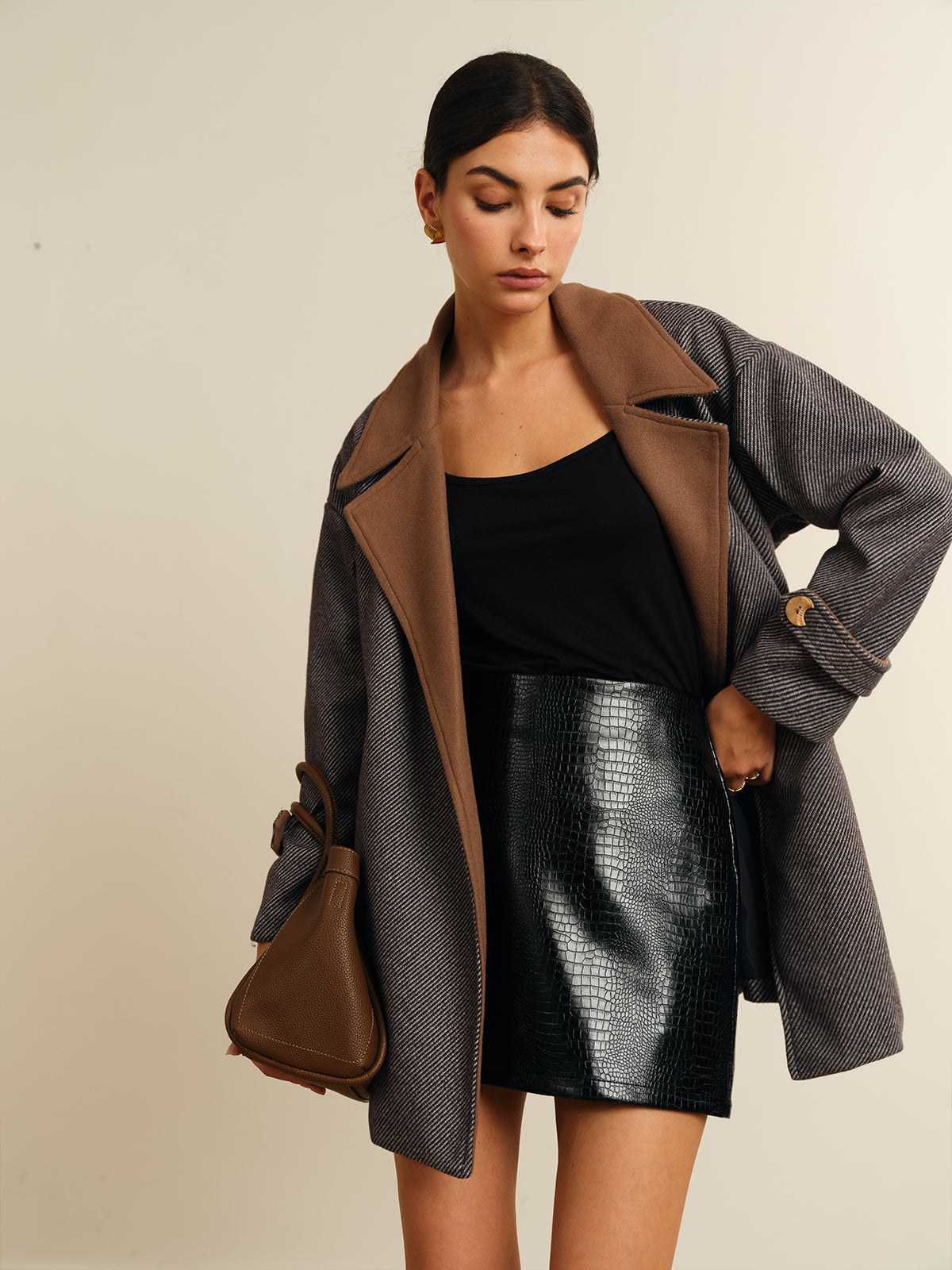 Liesel Contrast Collar Belted Coat