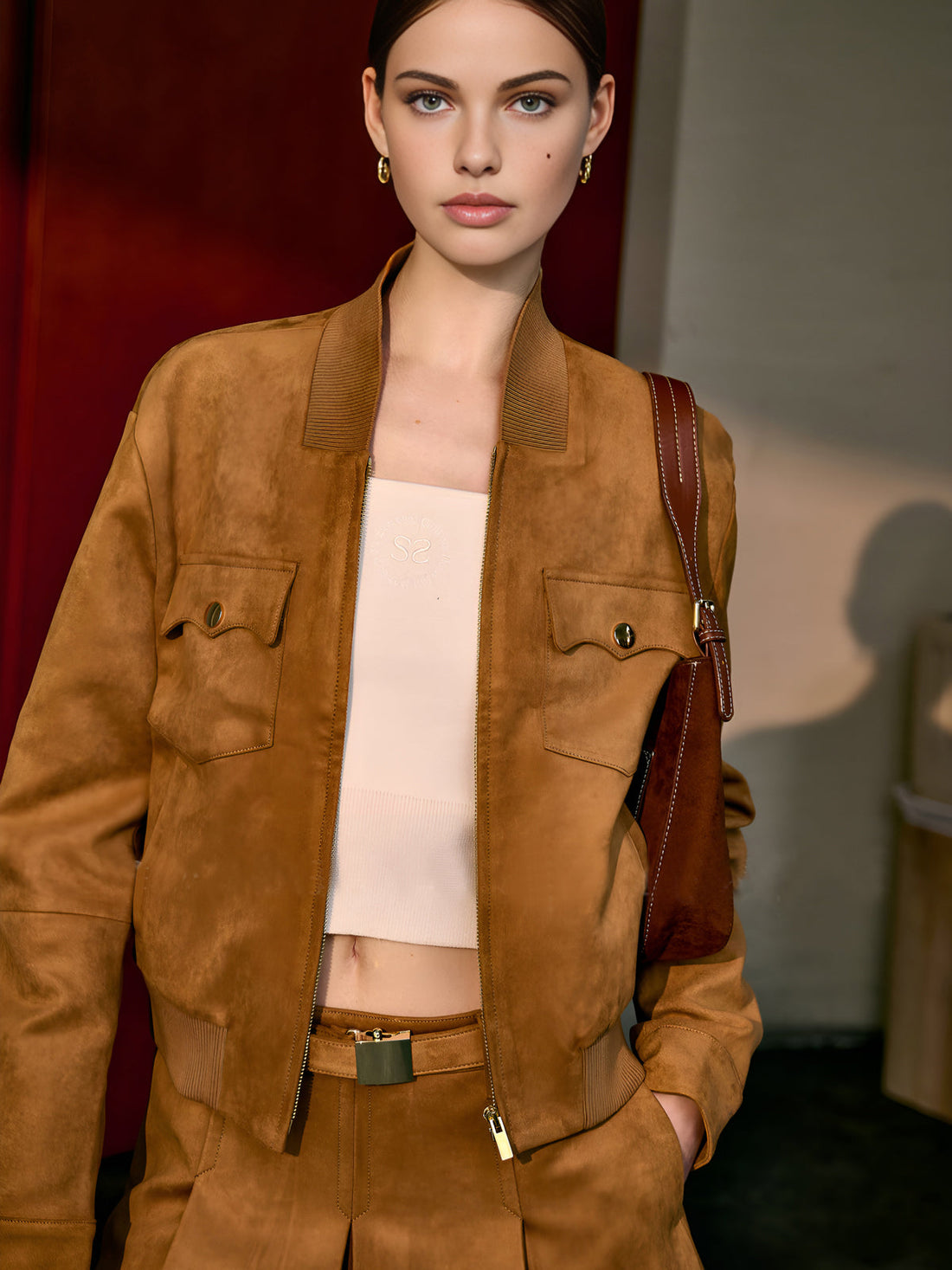 Suede Zip-Up Jacket