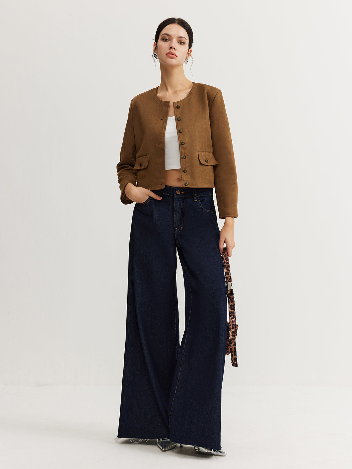 Leisure Buttoned Suede Trench Coat