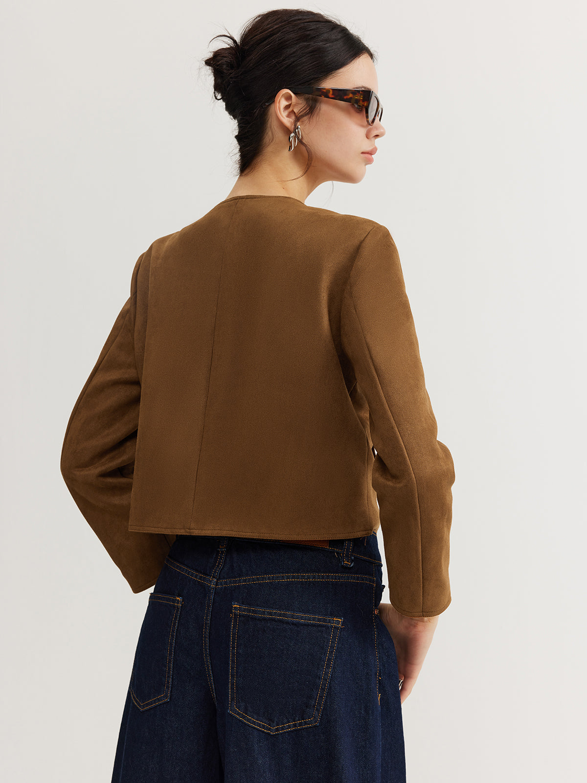 Leisure Buttoned Suede Trench Coat