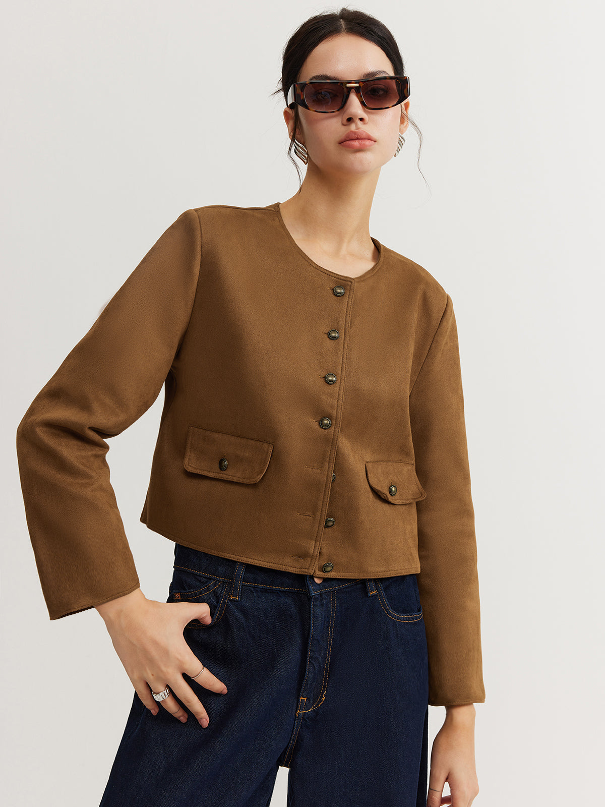 Leisure Buttoned Suede Trench Coat