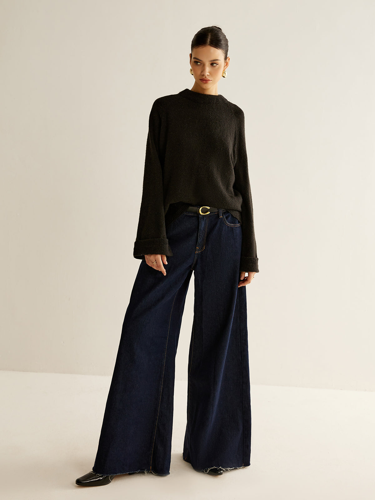 Oversize Backless Drawstring Sweater 