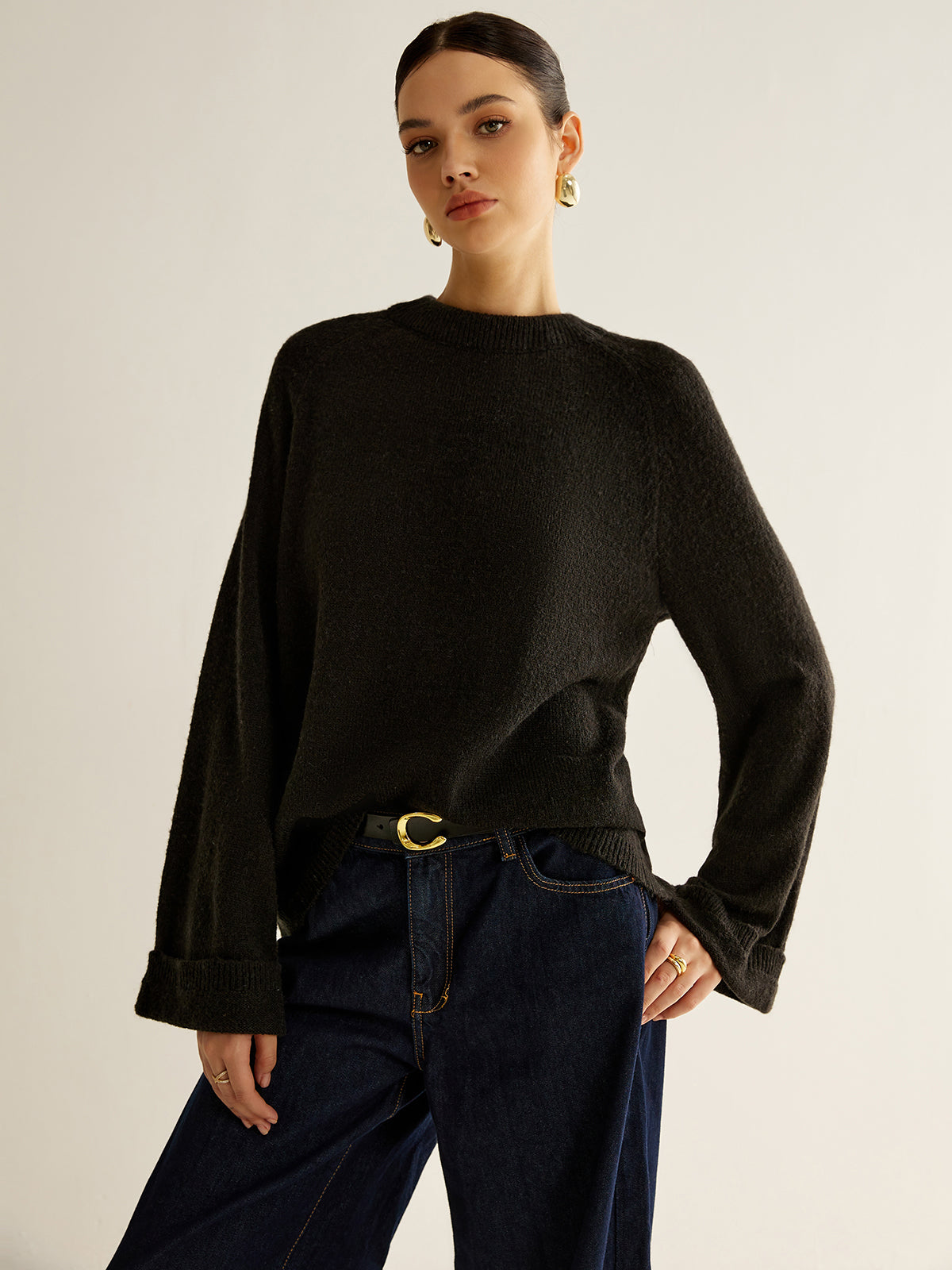 Oversize Backless Drawstring Sweater 