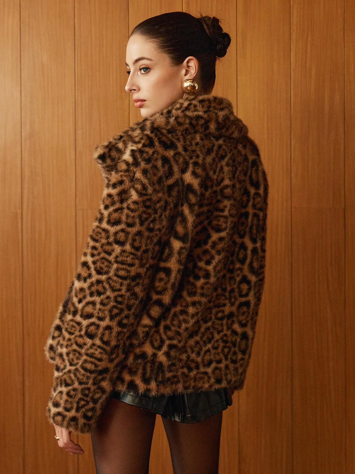 Aliz Leopard Print Plush Coat
