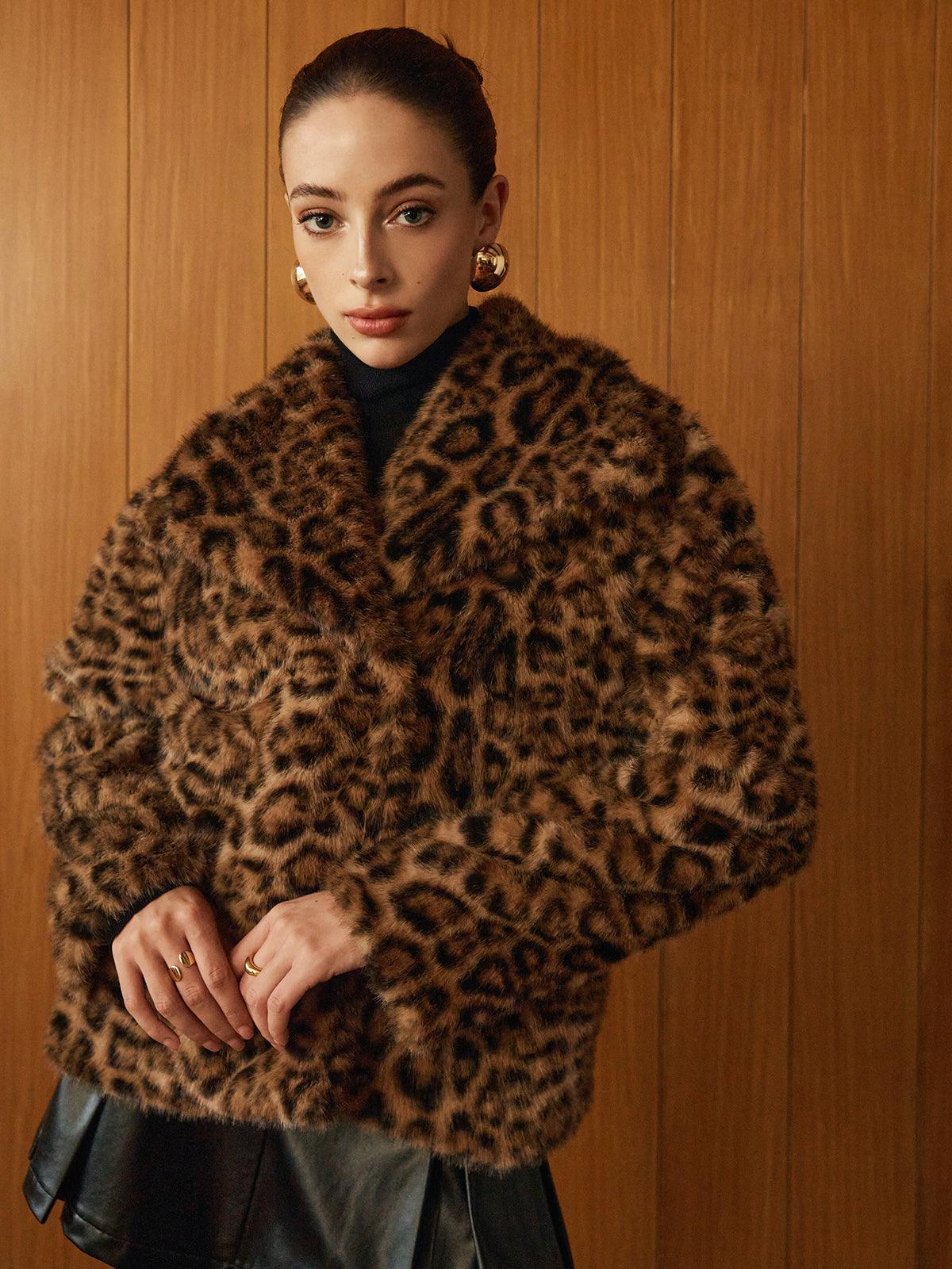 Aliz Leopard Print Plush Coat