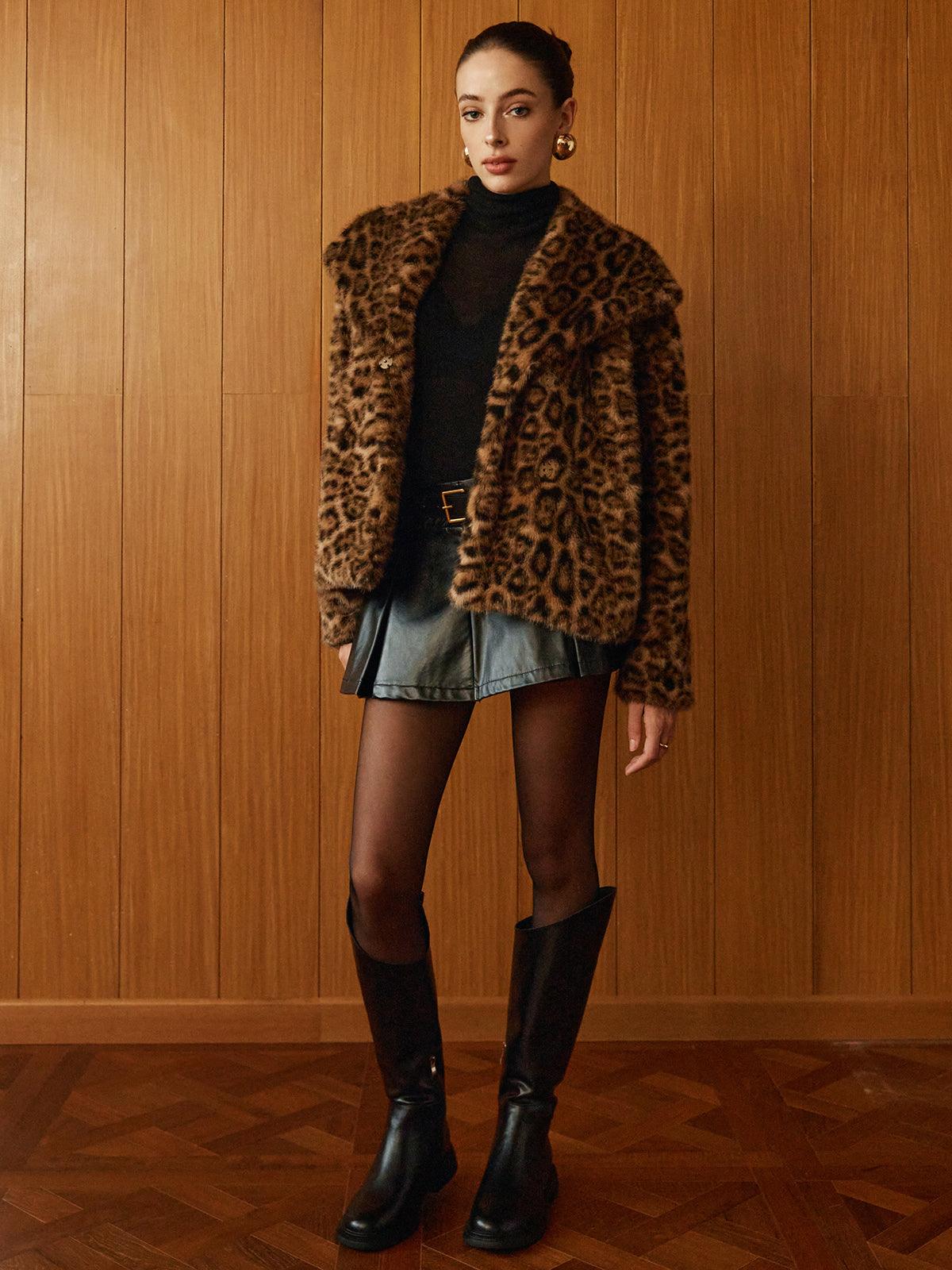 Aliz Leopard Print Plush Coat