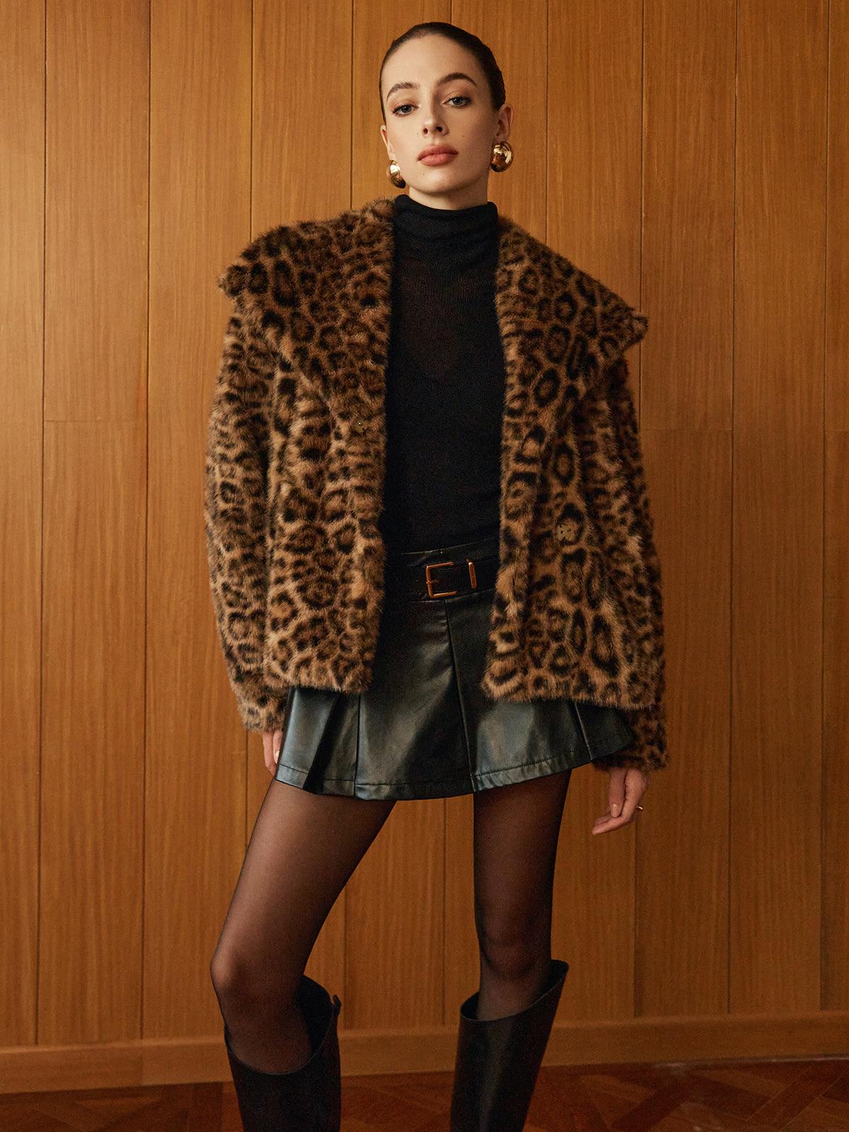 Aliz Leopard Print Plush Coat