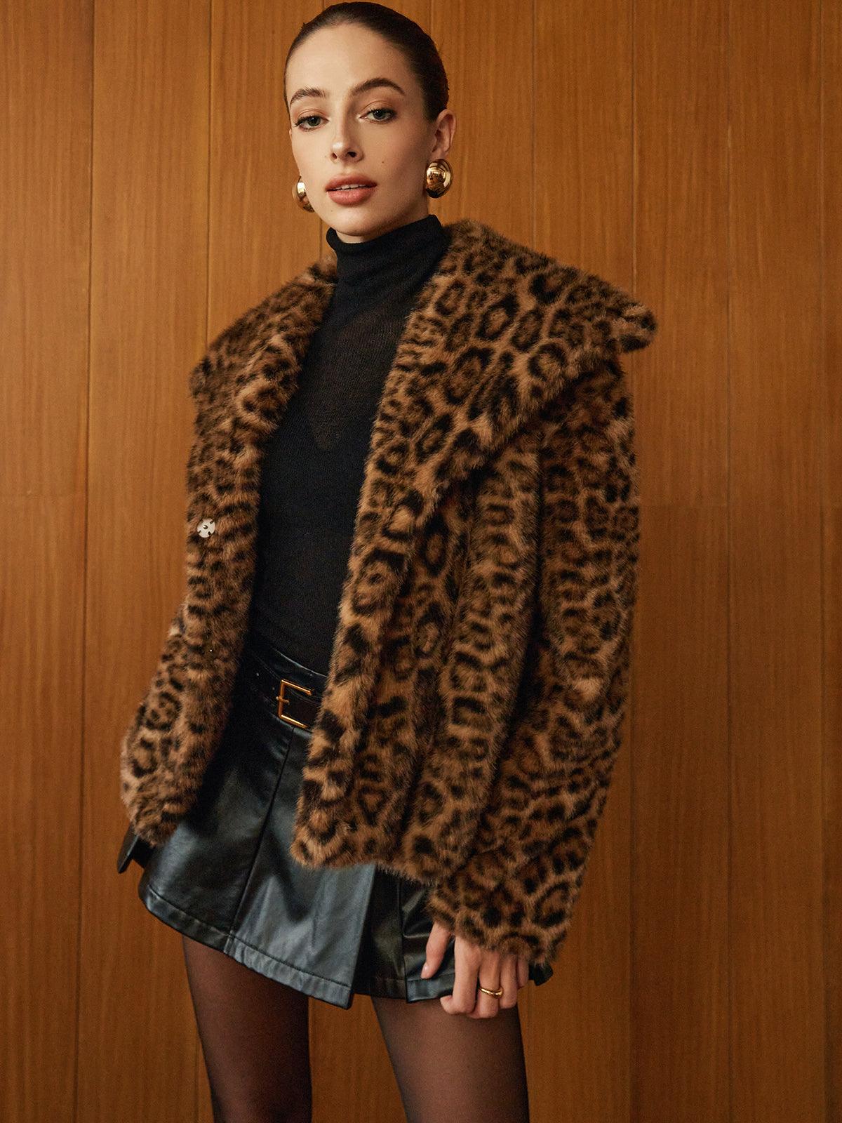 Aliz Leopard Print Plush Coat