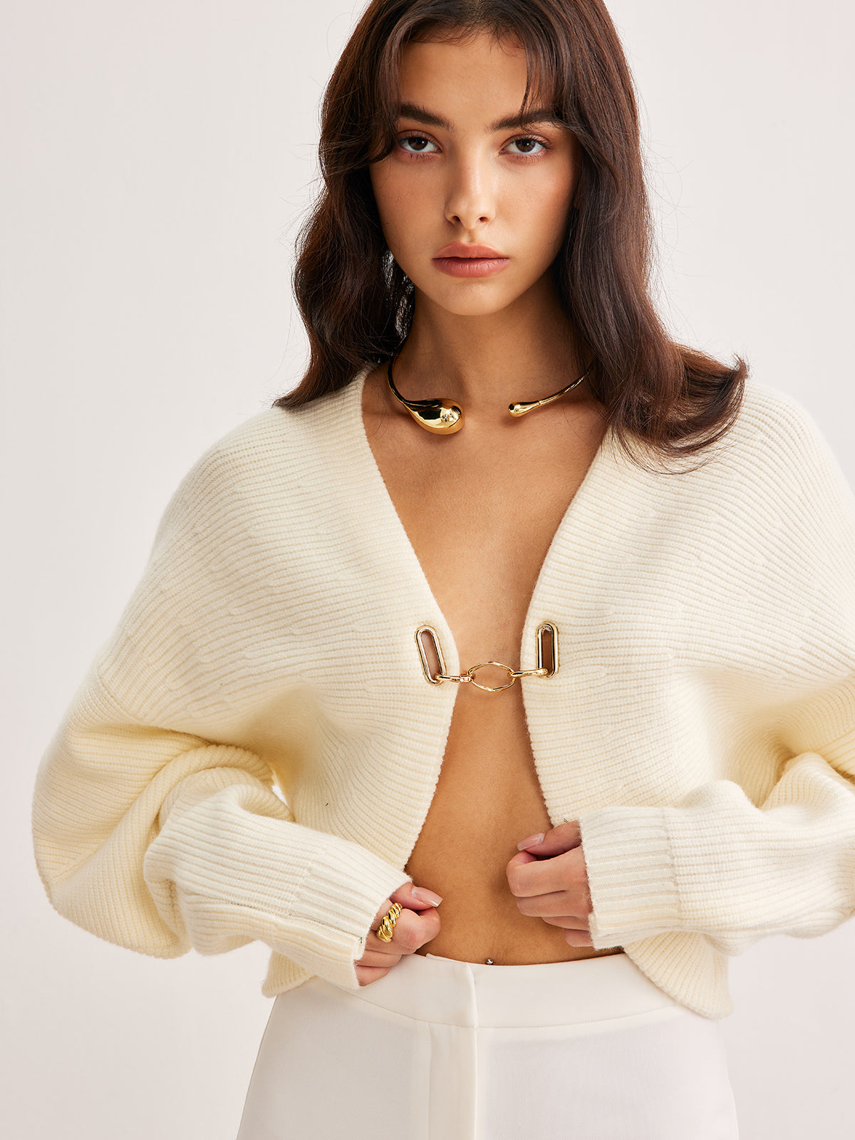 Sheepskin Legs Metal Arm Cardigan