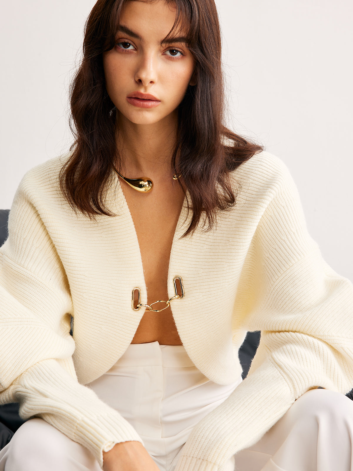 Sheepskin Legs Metal Arm Cardigan