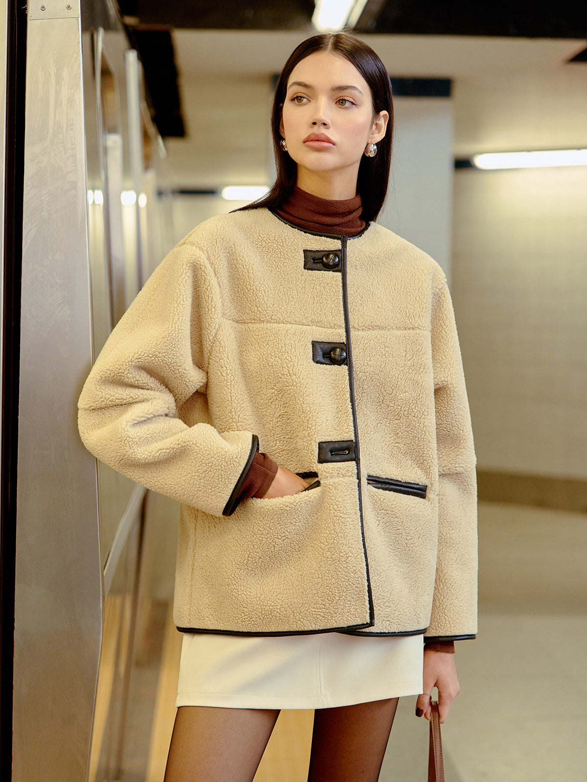 Buttoned Faux Fur Winter Jacket 