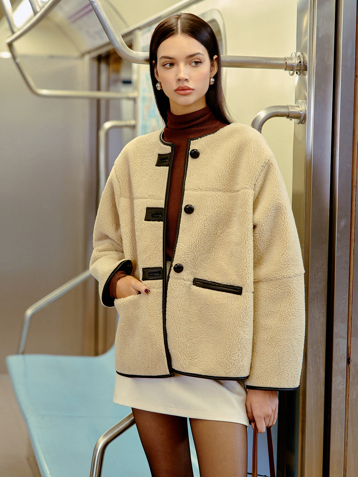 Buttoned Faux Fur Winter Jacket 