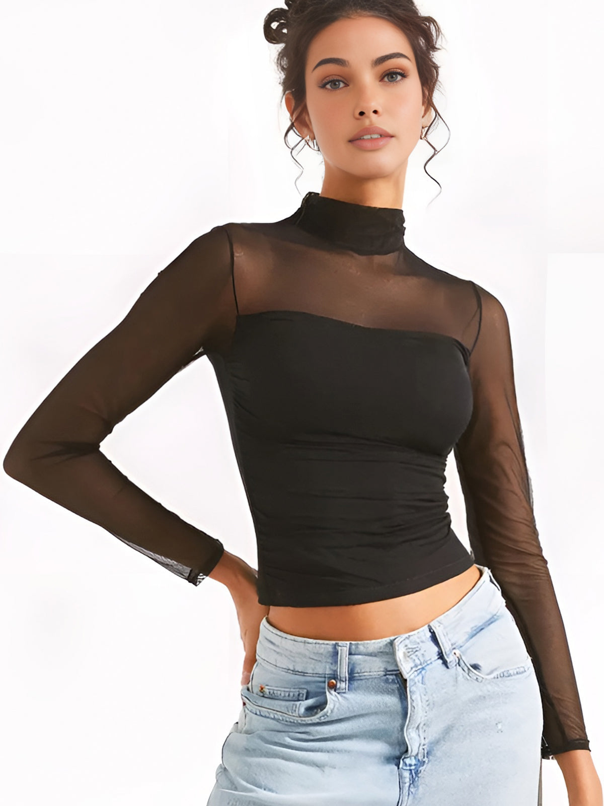Pleated Chiffon Panel Blouse 