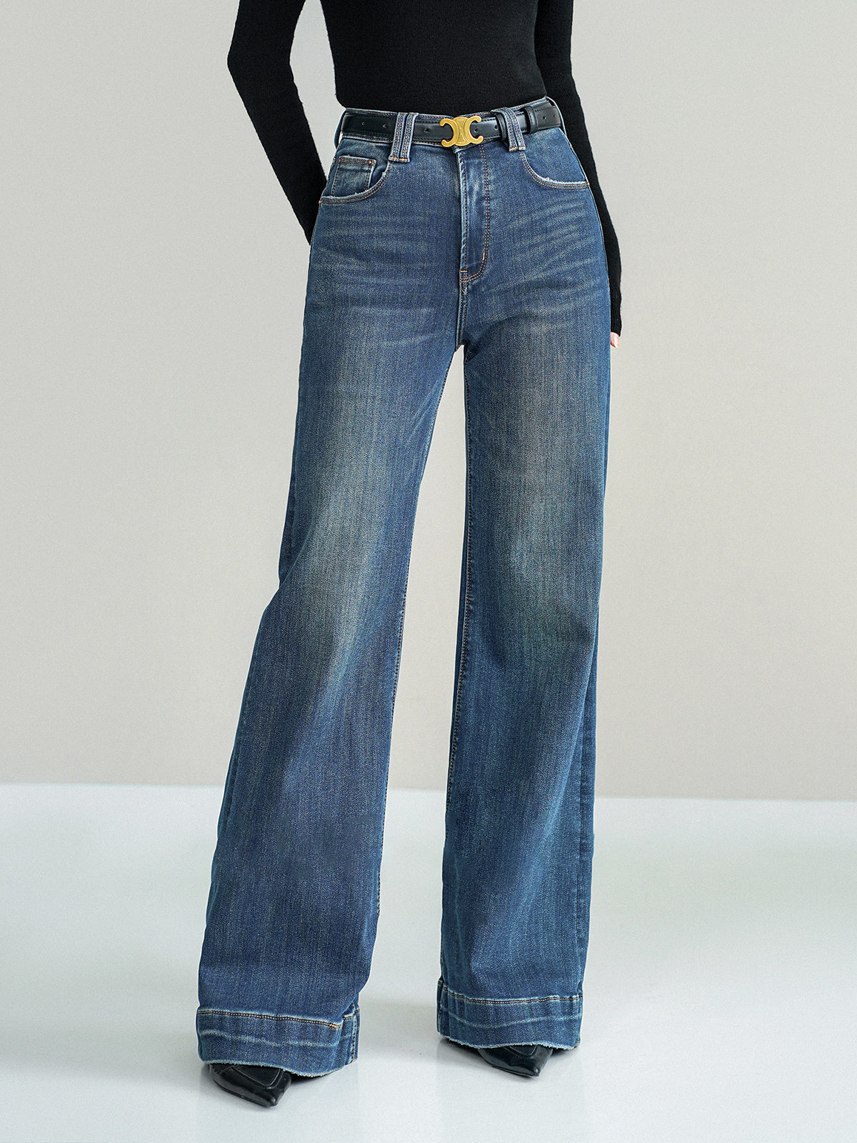 Mid-Waist, Spanish-Style Jeans (Without Belt) 