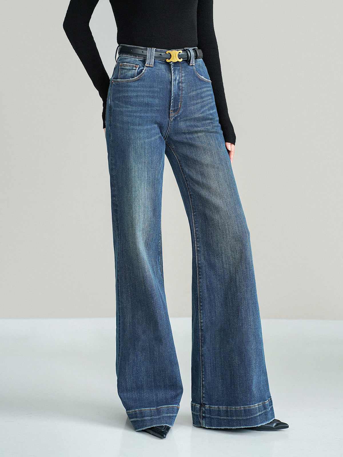 Mid-Waist, Spanish-Style Jeans (Without Belt) 