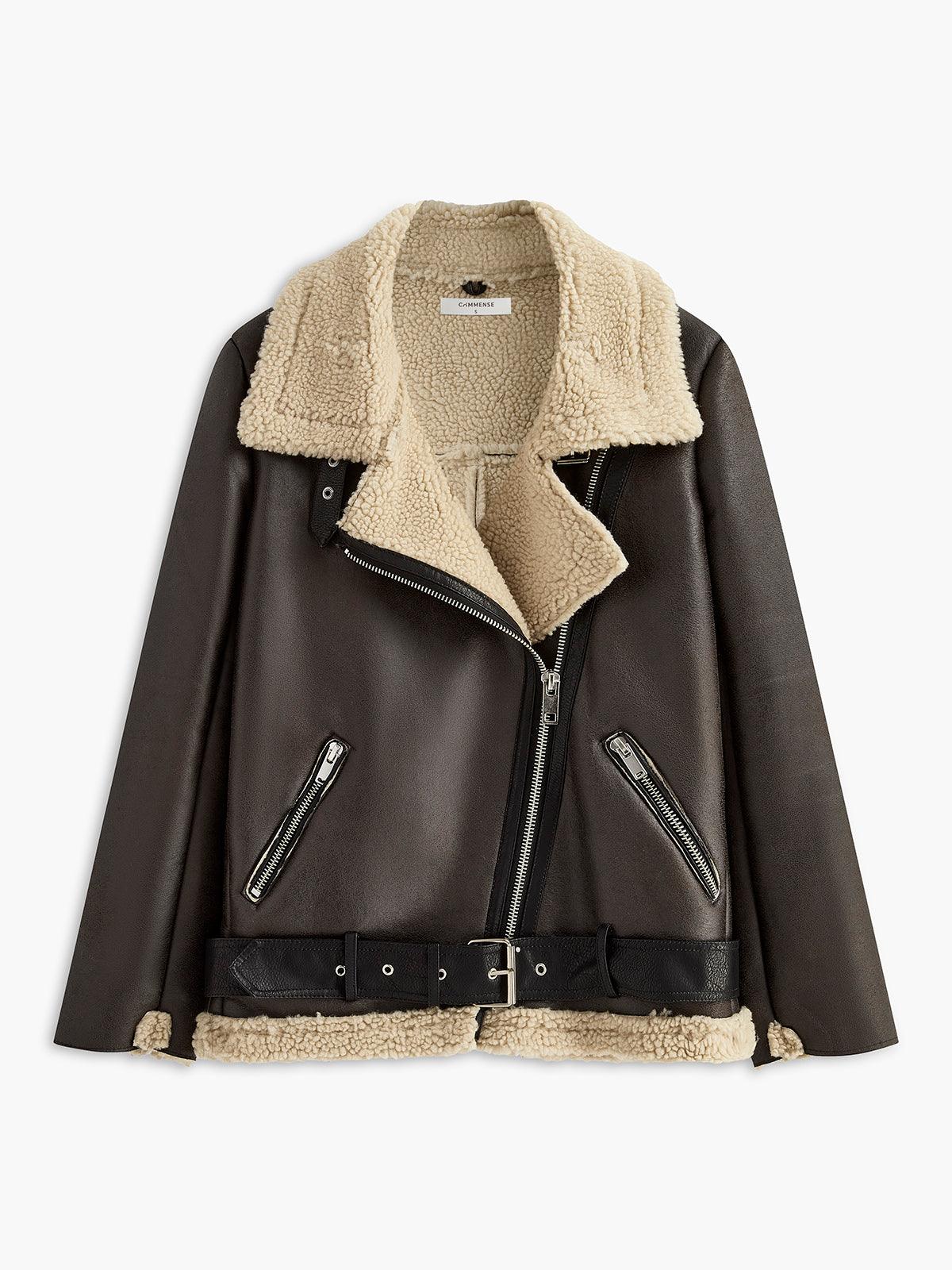 Soft Fleece Jacket with Zipper and Belt 