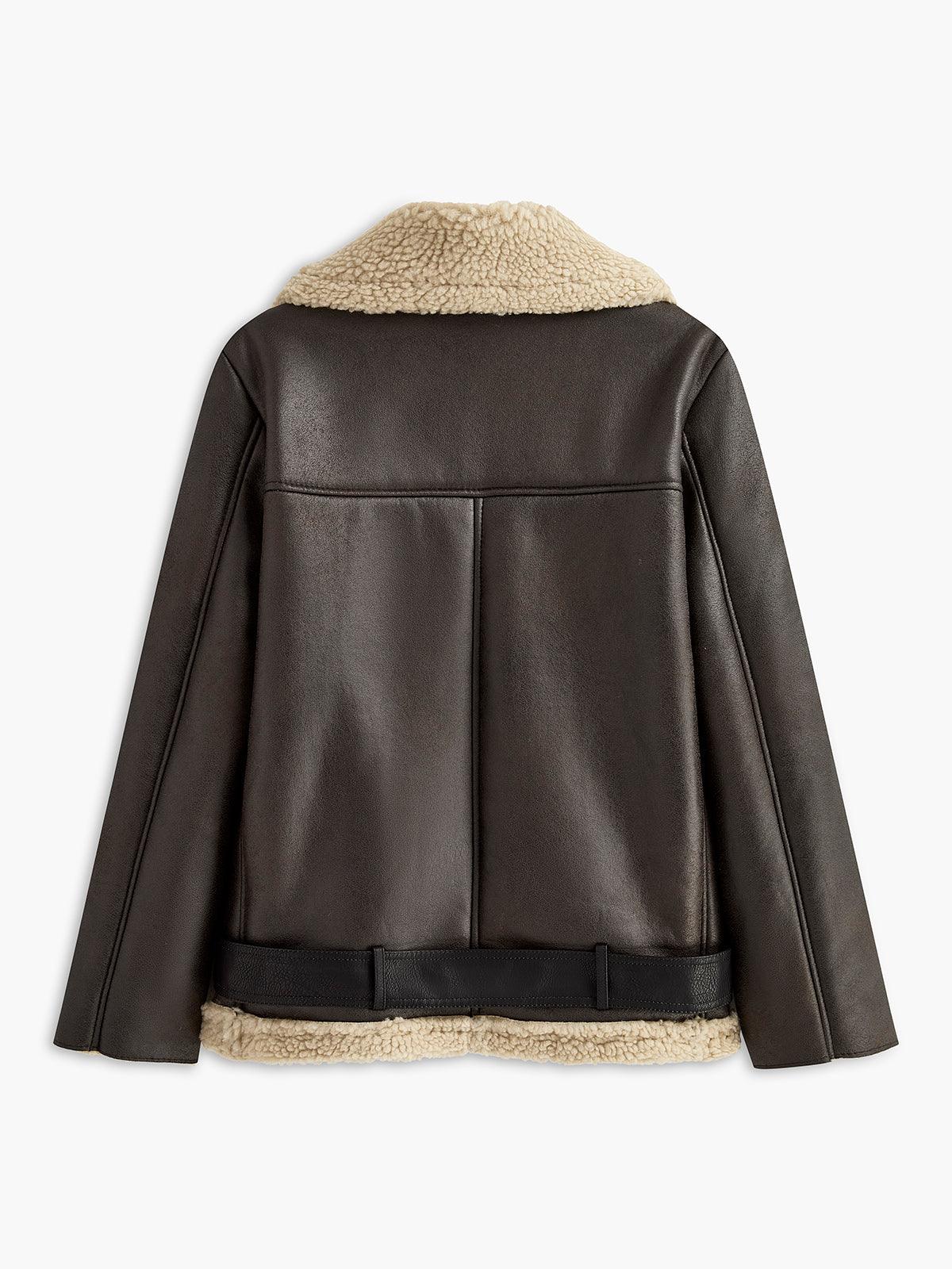 Soft Fleece Jacket with Zipper and Belt 
