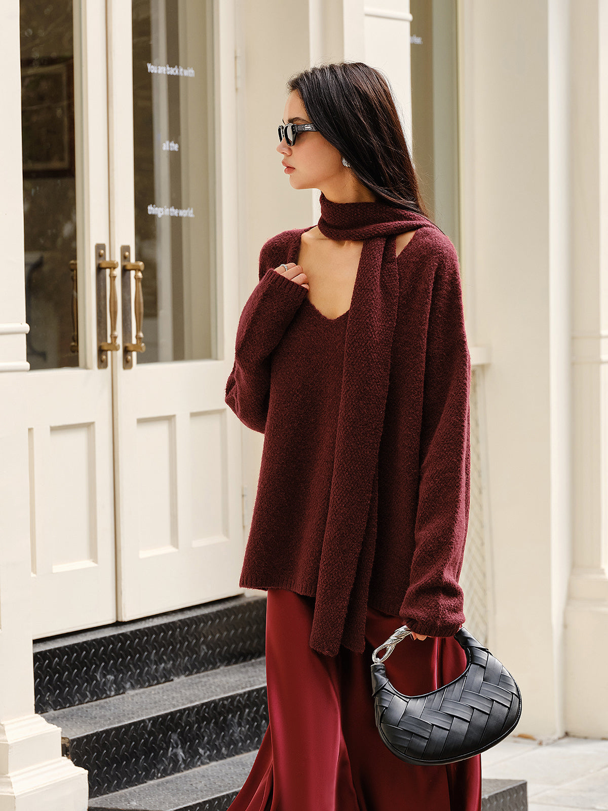 Loose-fitting Wool Blend Sweater 