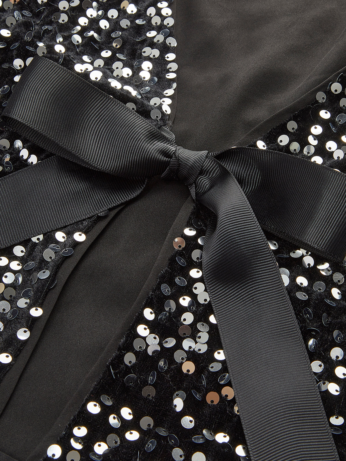 V-Neck Sequin Blouse with Bow