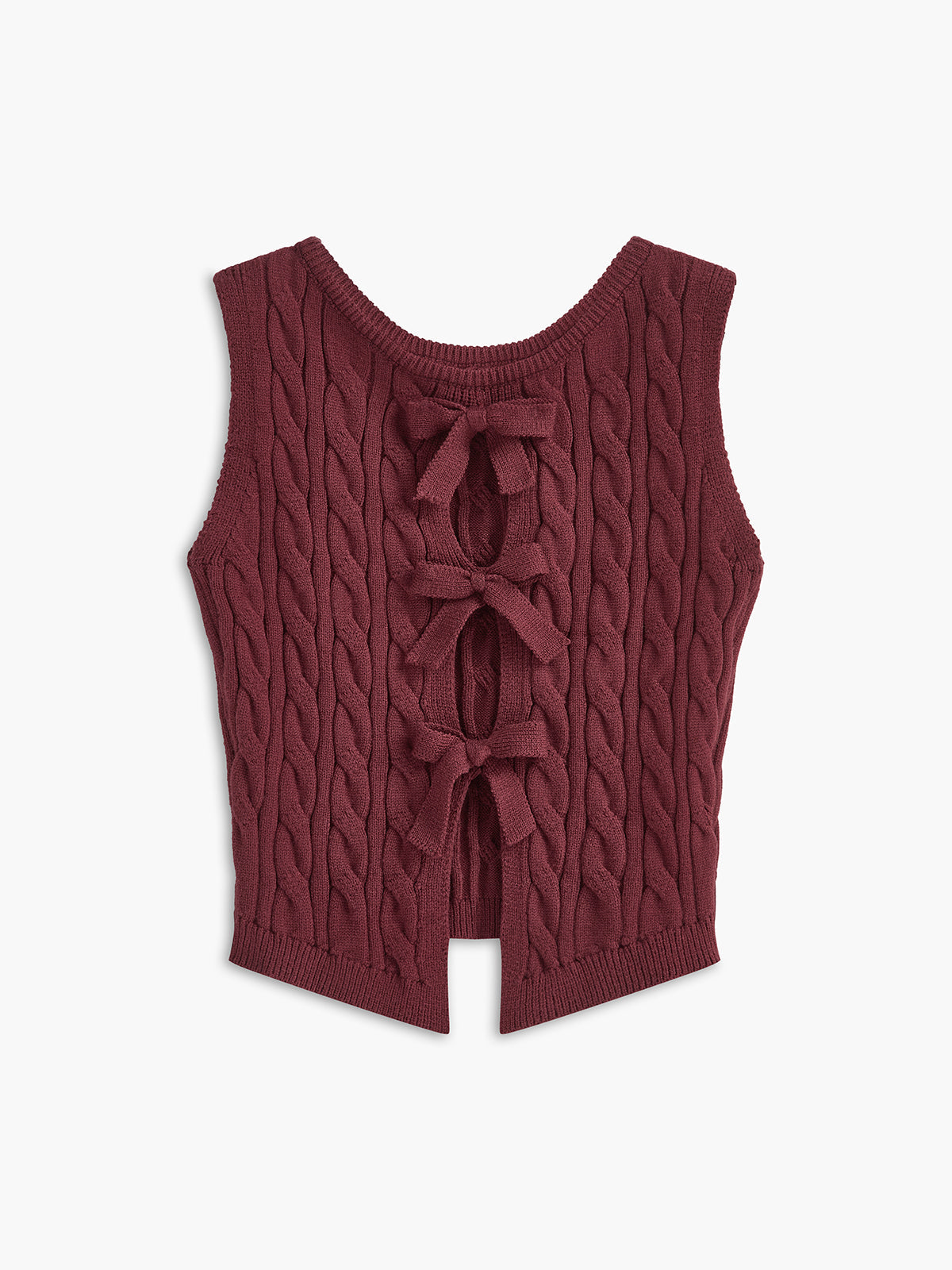 Strickweste mit vorderem Ausschnitt und Schleifendetail