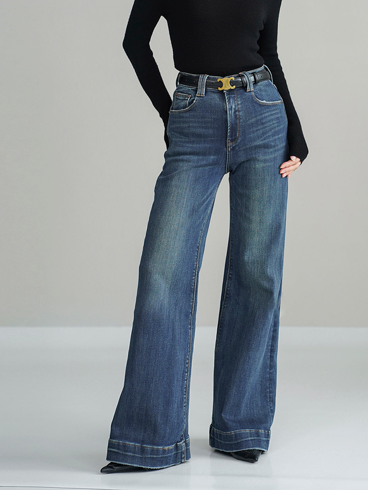 Mid-Waist, Spanish-Style Jeans (Without Belt) 