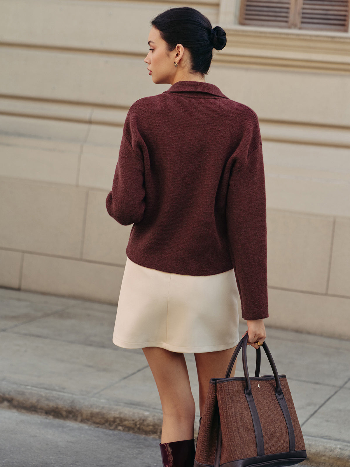 Polo-Strickjacke mit flachem Reißverschluss