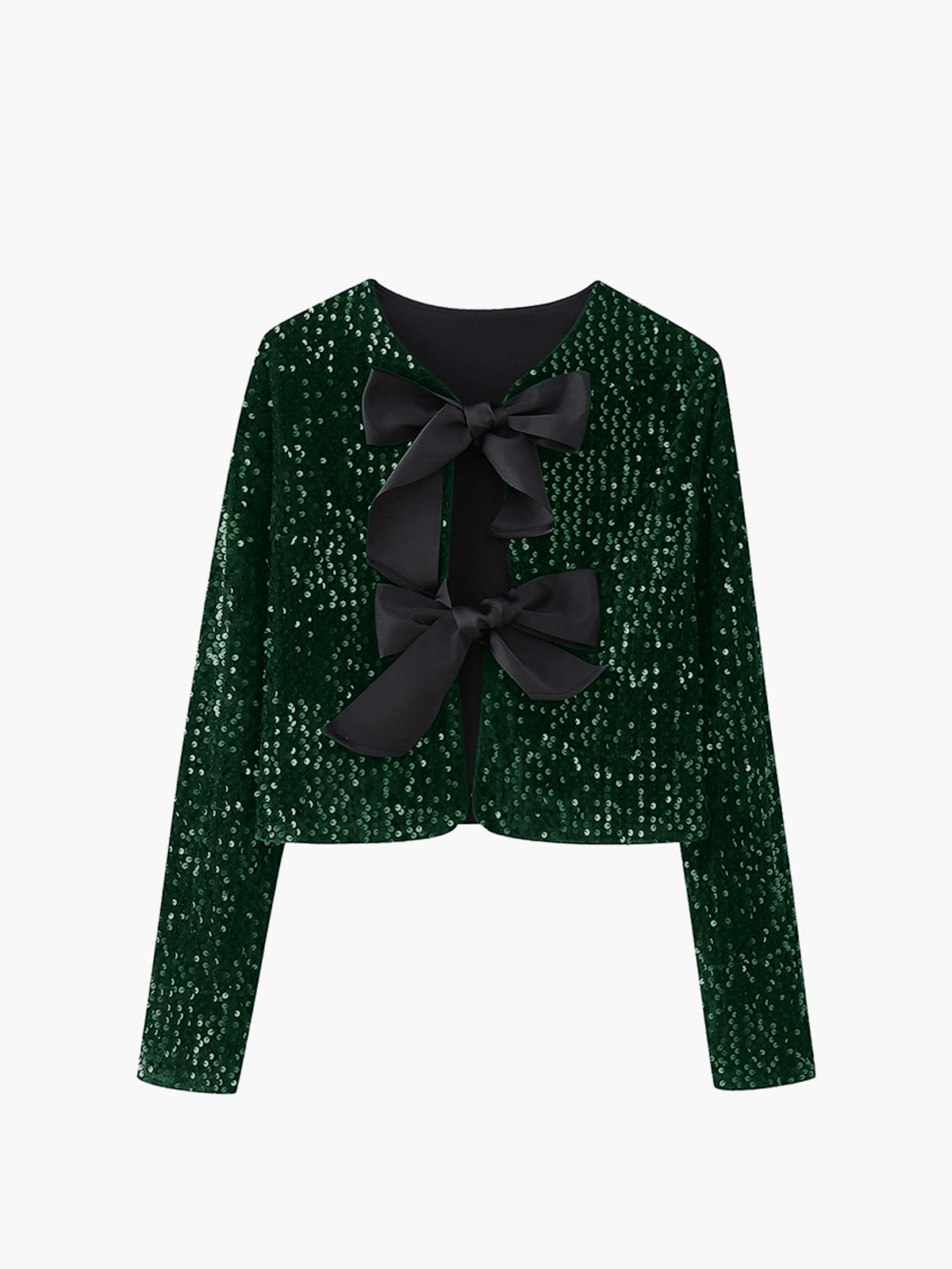 Paillettenbesetzte Samtjacke mit Schleifenverzierung