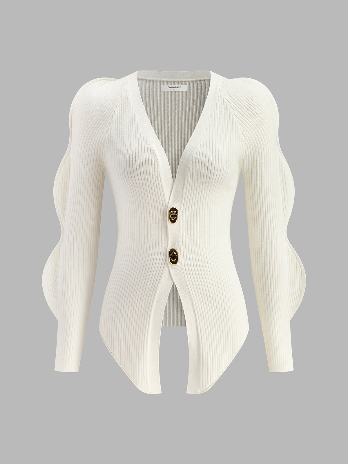 Strickjacke mit Drehverschluss und gewellten Ärmeln
