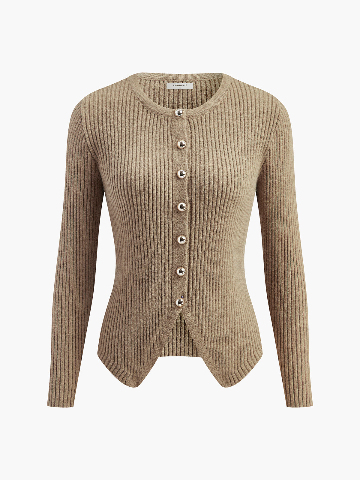 Buttoned Split Cardigan