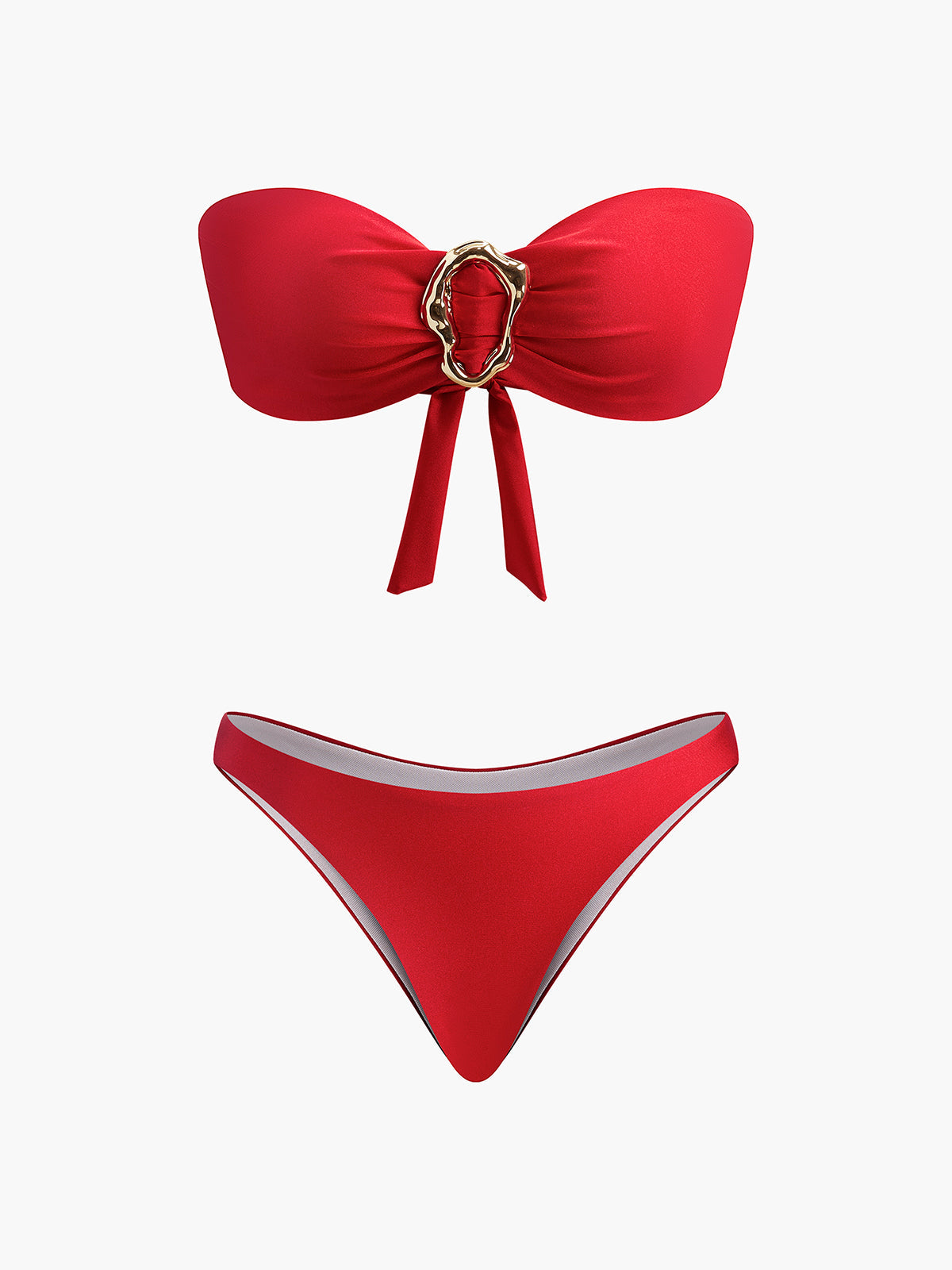 Bandeau-Bikini mit Schleife aus Metall