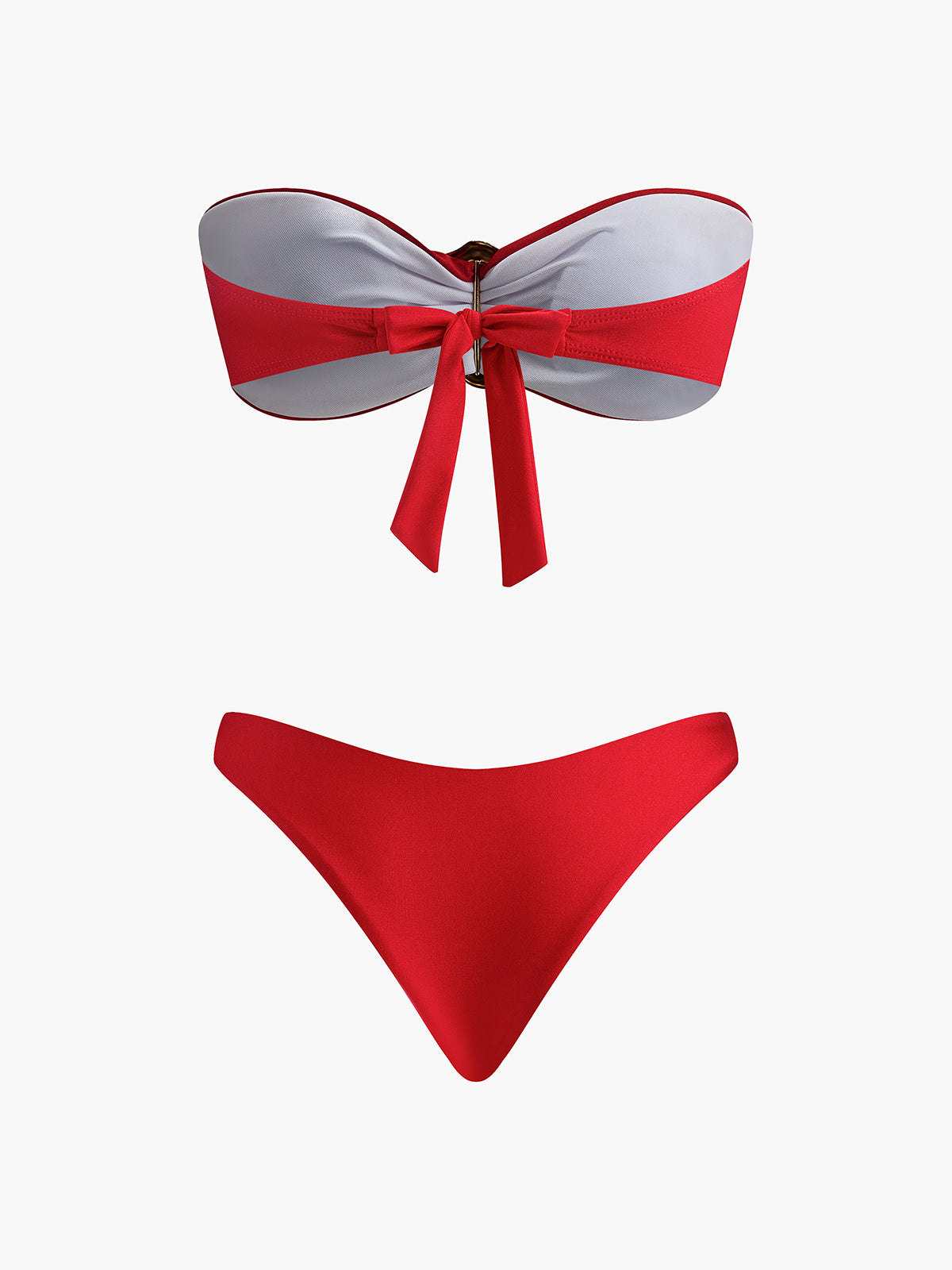 Bandeau-Bikini mit Schleife aus Metall