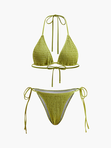 Lace-up Strappy Tuxedo-Style Triangle Bikini